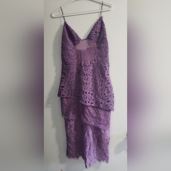 Jluxlabel purple lace tiered purple dress medium nwt - Picture 2 of 7